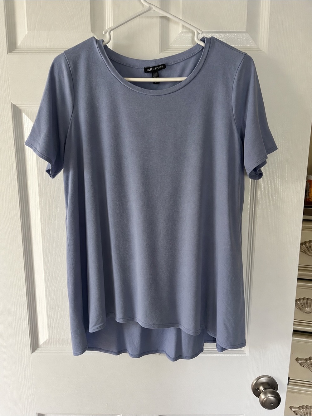 Eileen Fisher Dusty Blue Short-Sleeve Scoop Neck Tee